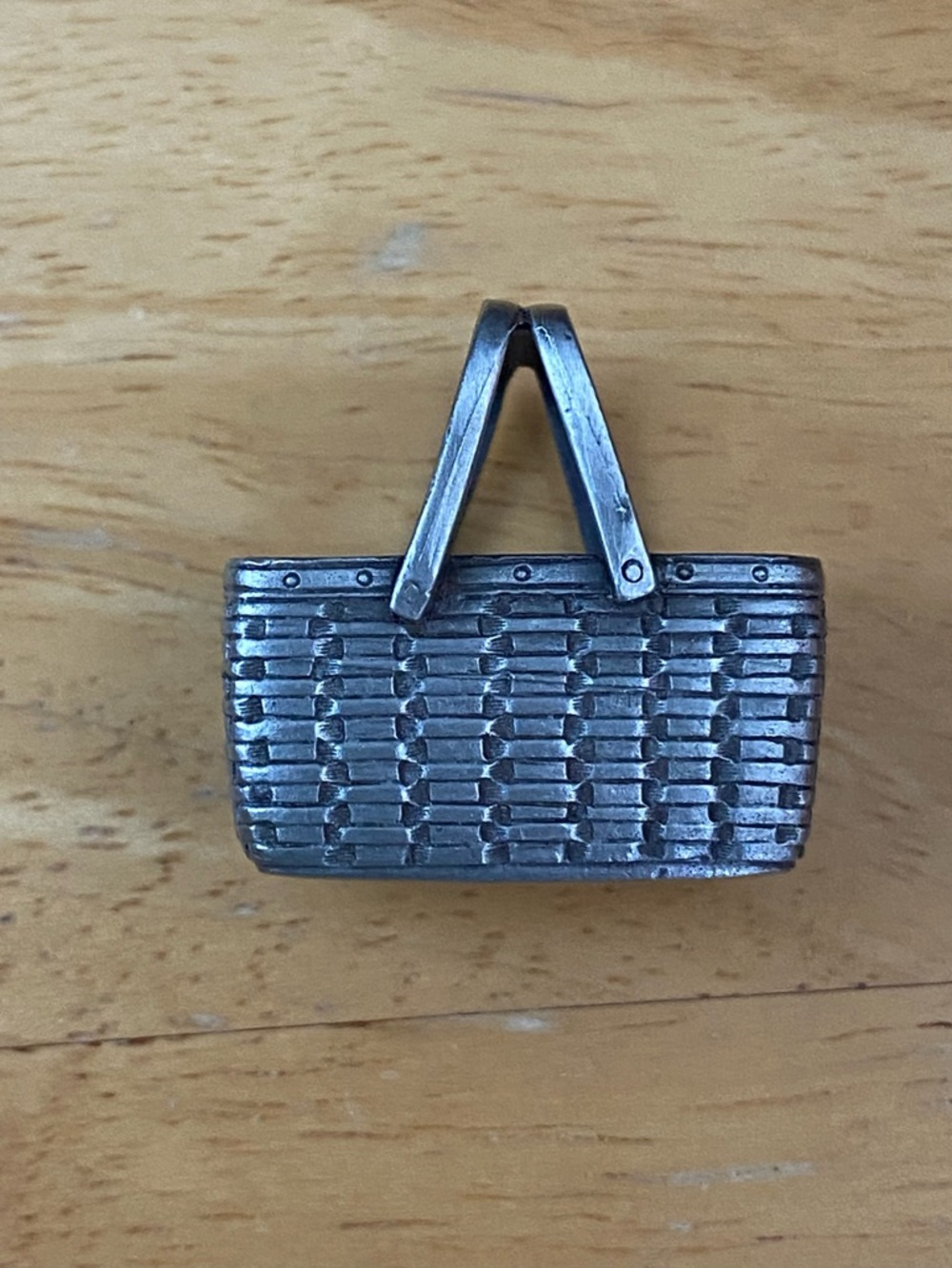 Longaberger Pewter Market Basket Trinket